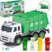 Wholesale - Garbage Truck Toy - Large 1:12 Scale w/Sounds, Lights & 4 Trash Cans C/P 8, UPC: 738246424891